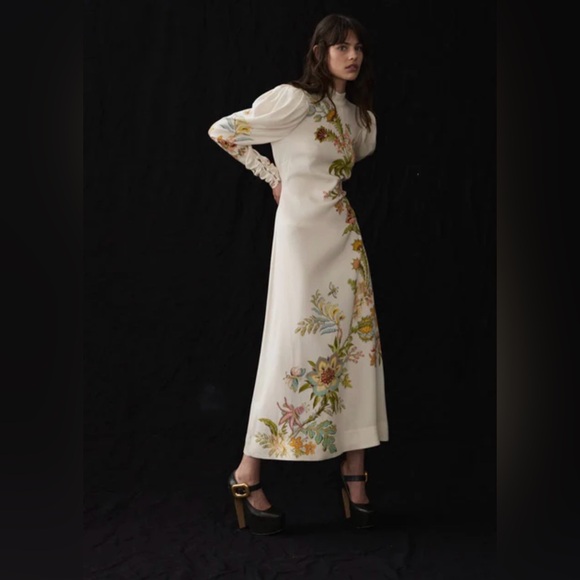 Alemais Dresses & Skirts - Alemais Size US 2 AU 6 • Ira Ivory Maxi Long Sleeve Floral Dress Gown.
